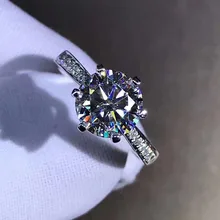 9K кольцо из белого золота 1ct 2ct 3ct Moissanite Классические со стразами кольцо Свадебная церемония юбилейное Ювелирное кольцо GRA сертификат