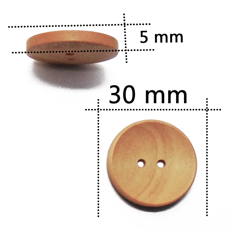 5 шт. 10 шт. круглые деревянные большие деревянные пуговицы натуральный цвет 25 мм 30 мм шитье скрапбукинг для пальто ручной работы 2 отверстия - Цвет: MT303-30mm