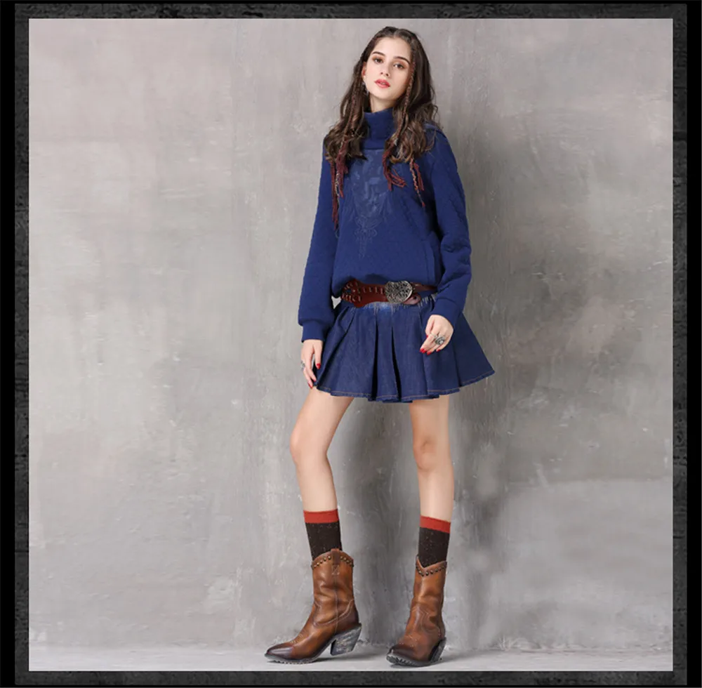 Vintage Thicken Women Hoodies Winter 2018 Spring Ethnic Embroidery Hooded Warm Long Sleeve All-match Pullover Knit Sweatshirt (10)