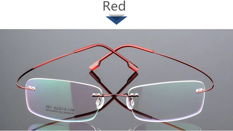 Титановые оправы для очков без оправы, мужские гибкие оптические оправы, ретро очки, очки без оправы, женские очки для глаз - Цвет оправы: C5 Red