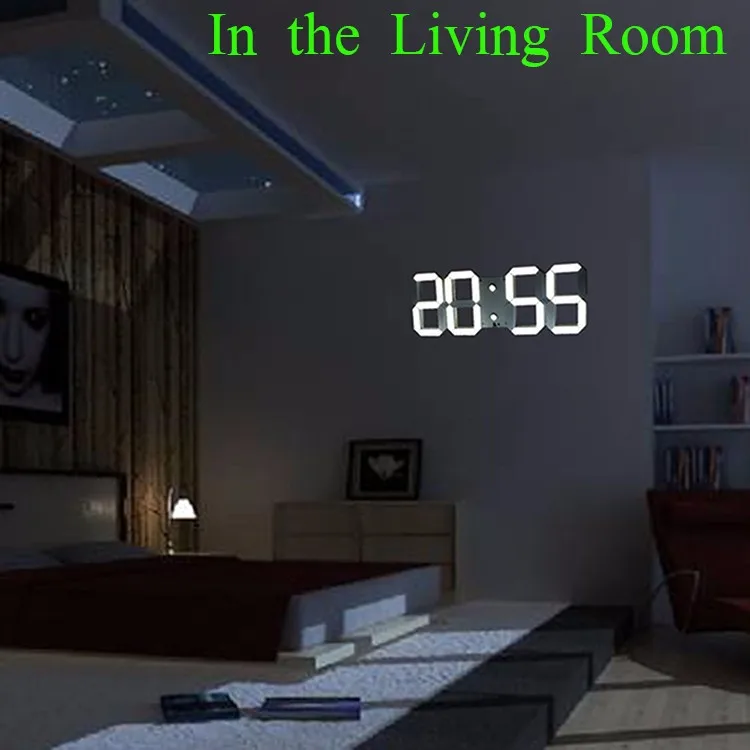 Promotion! Large Led Wall Clock Home Design Show Time Temperature On The Wall In The Living Room Digital Clock for Home Decor (15)