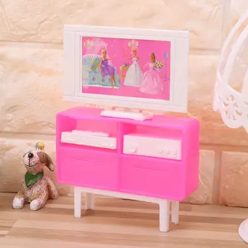 

Doll Television Stand Simulation Plastic Dollhouse Furniture Miniature TV Cabinet Appliances House Game Kids Living Room Toys
