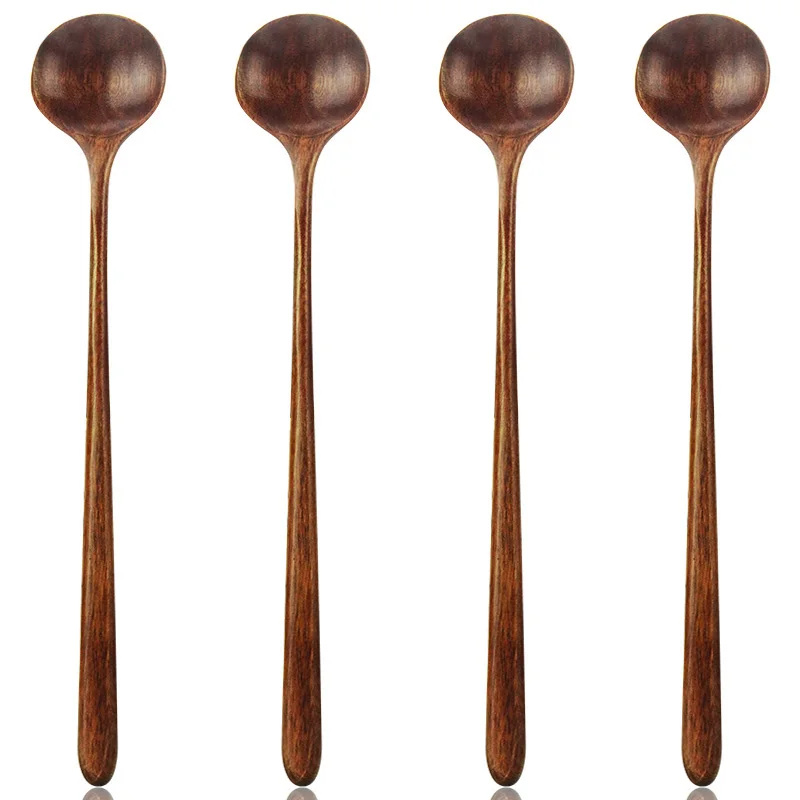 Long Spoon Wooden 5 Pieces Korean Style 10.9 inches 100 Natural Wood