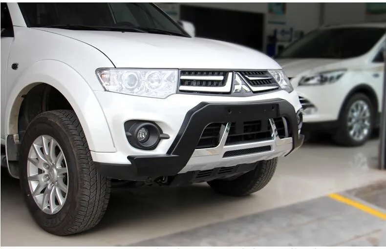 Для Mitsubishi Pajero Sport 2013- Передний+ задний бампер диффузор бамперы защита для губ защитная накладка ABS хромированная отделка 2PES