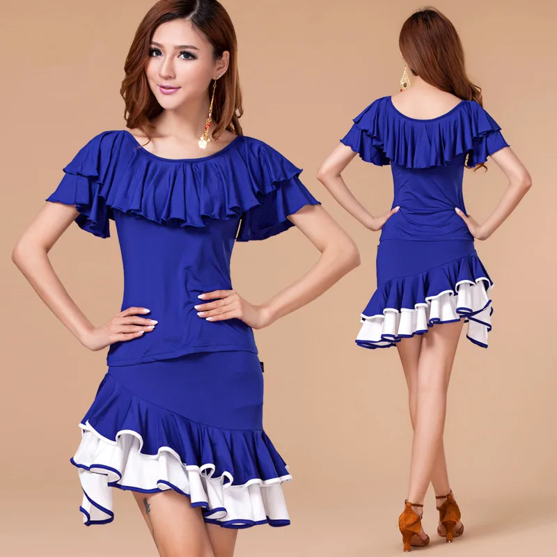 Top Skirt Sexy Latin Dance Dress Women Salsa Dresses Ballroom Practice Performance Costume Set 