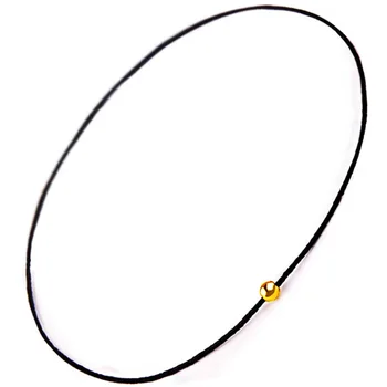 

Pure 999 Yellow Gold Smooth Beads Black String Weave Bracelet
