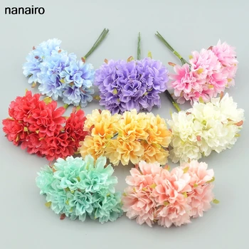

6pcs/lot 3.5cm Silk Mini Rose Artificial Flowers Heads Bouquet For Wedding Decoration DIY Scrapbooking Wreath Home Fake Flower
