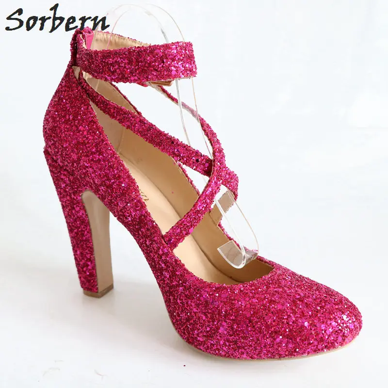 Sorbern/красные женские туфли-лодочки из лакированной кожи с круглым носком на не сужающемся книзу массивном каблуке женские модельные туфли на высоком каблуке с пряжкой и перекрестными ремешками