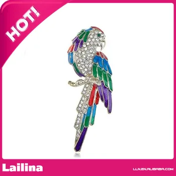 

Spicy Key Colorful Green Red Purple Rhinestone Parrot Brooch