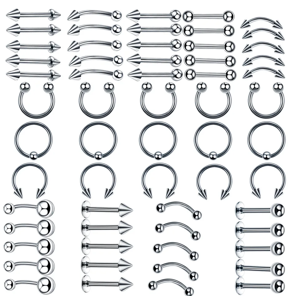 

5Pcs Stainless Steel Universal Body Piercing Jewelry Nose Rings Septum Captive Ring Eyebrow Piercing Labret tragus Earring