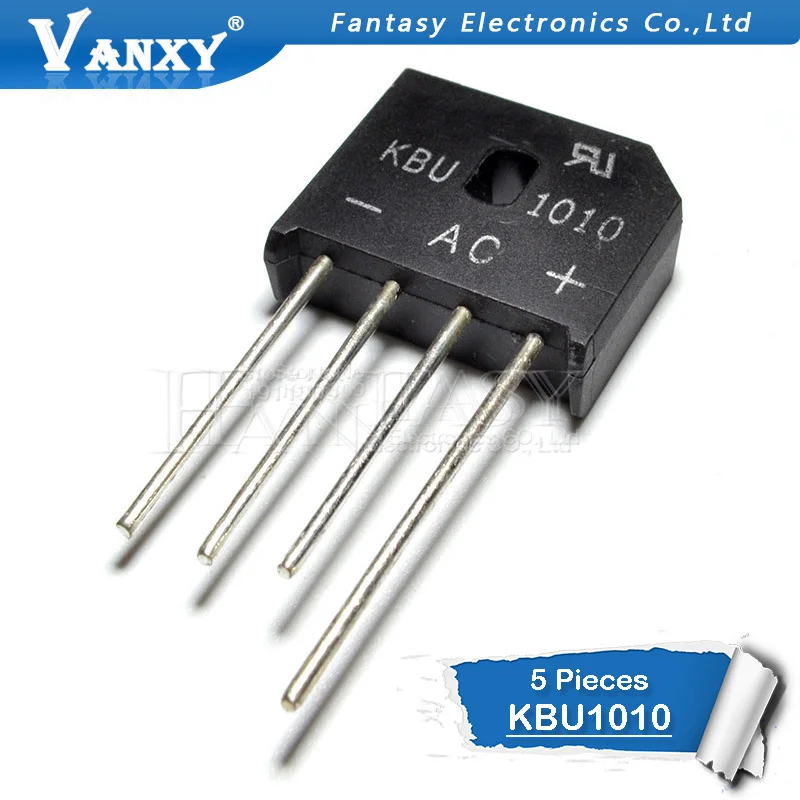 

5PCS KBU1010 KBU-1010 10A 1000V diode bridge rectifier new and original IC