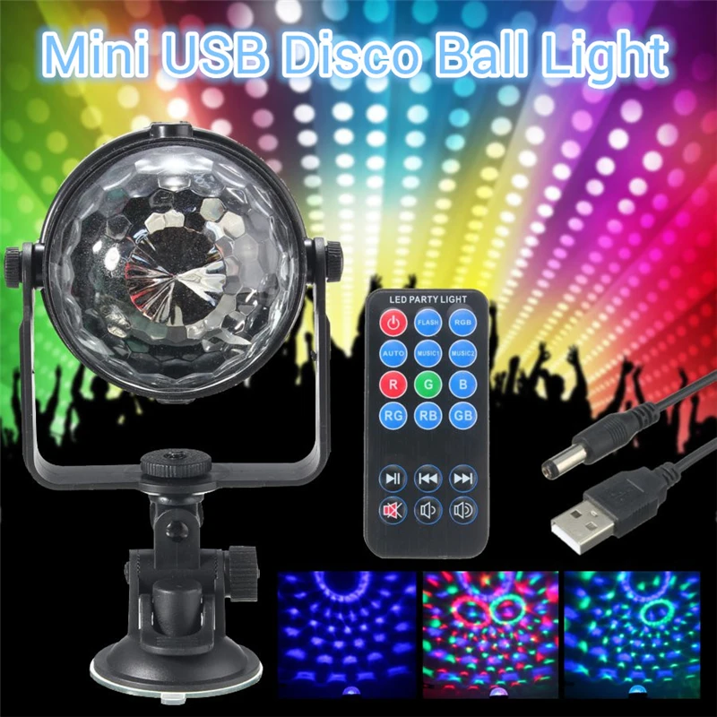 

Smuxi Mini 3W LED RGB Stage Lighting Effect Remote Control Disco Ball Light Party Disco USB Powered Lamp DC 5V Widely Use