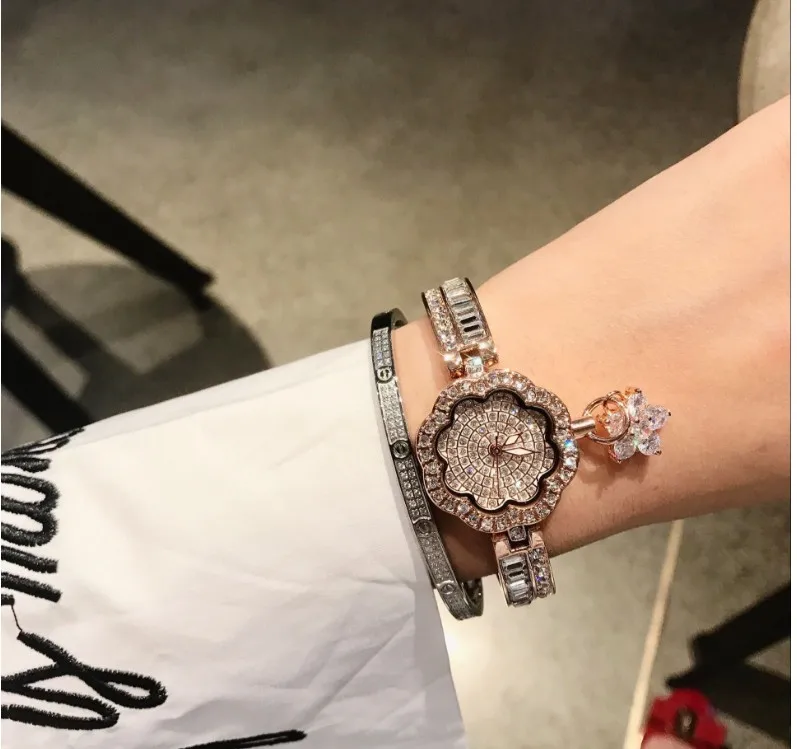 Элитный бренд женские кварцевые часы Женское платье часы модные розово-золотые кварцевые часы охватывающая деталь из нержавеющей стали Наручные часы