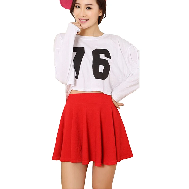 New Fashion Ladies High Elastic Skirt Waist Cotton Pleated Mini Short