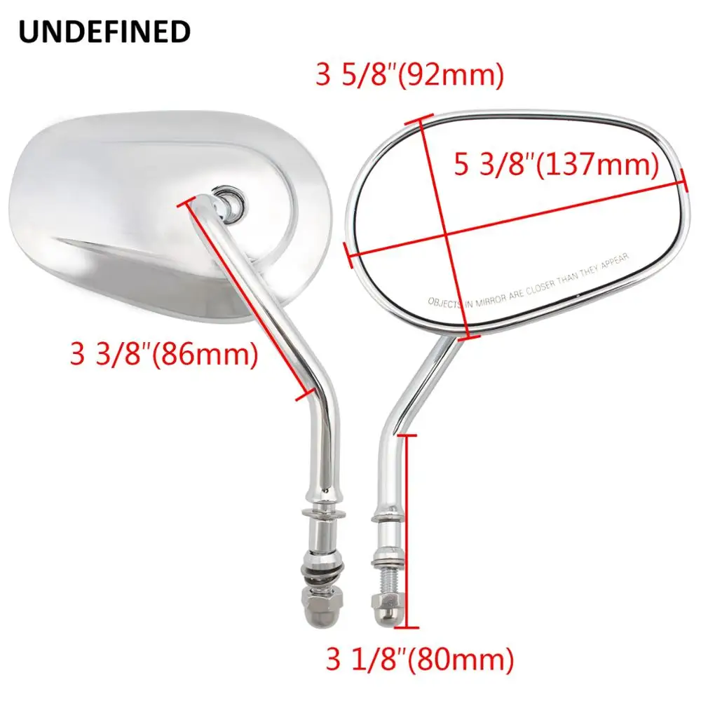  Chrome Adjustable Motorcycle Rearview Mirror Tapered Short Stem Mirrors For Harley Touring Road Kin