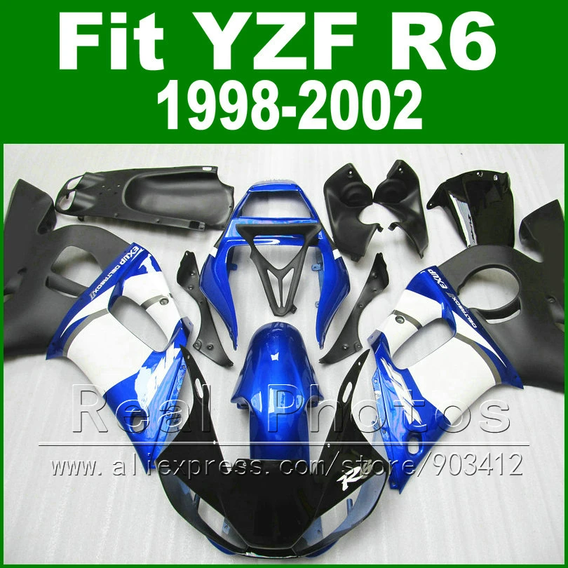 Запчасти для мотоцикла YAMAHA R6 обтекатель 7 подарков 1998 2000 2001 2002 синий и черный YZF