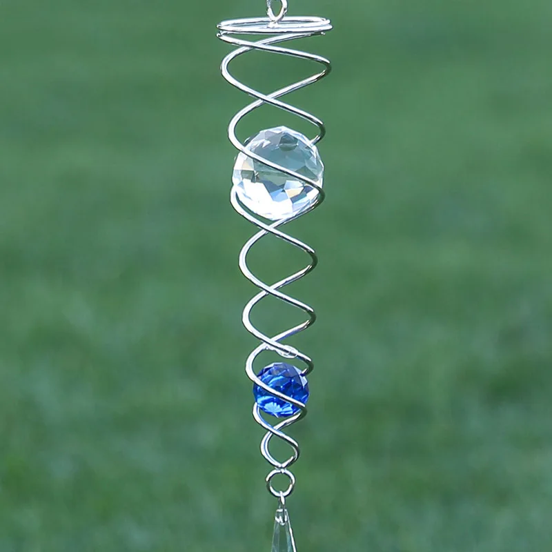 

New Wind Chime Mirror Reflective Metal Wire Crystal Ball Wind Bell for Home Garden Decoration XOA88