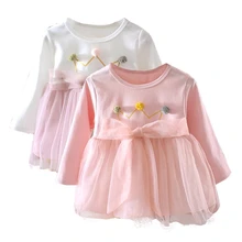 Baby Girls Autumn Cute Dress Children's Mesh Princess Big Bow Long Sleeve Ball Gown Dresses Girls Casual Princess Party Dress цена Baby Girls Autumn Cute Dress Children's Mesh Princess Big Bow Long Sleeve Ball Gown Dresses Girls Casual Princess Party Dress цены онлайн
