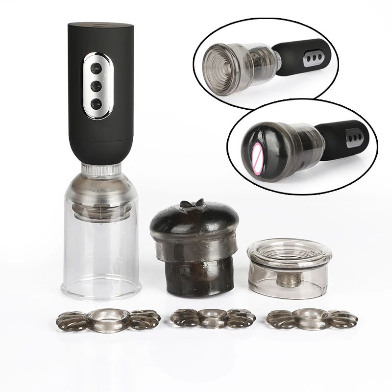 Electric Penis Pump Exercise Masturbation Cup Penis Enlarger Masturbator Aircraft Cup Realistic Vagina Pussy Cup Sex Toy for Men
