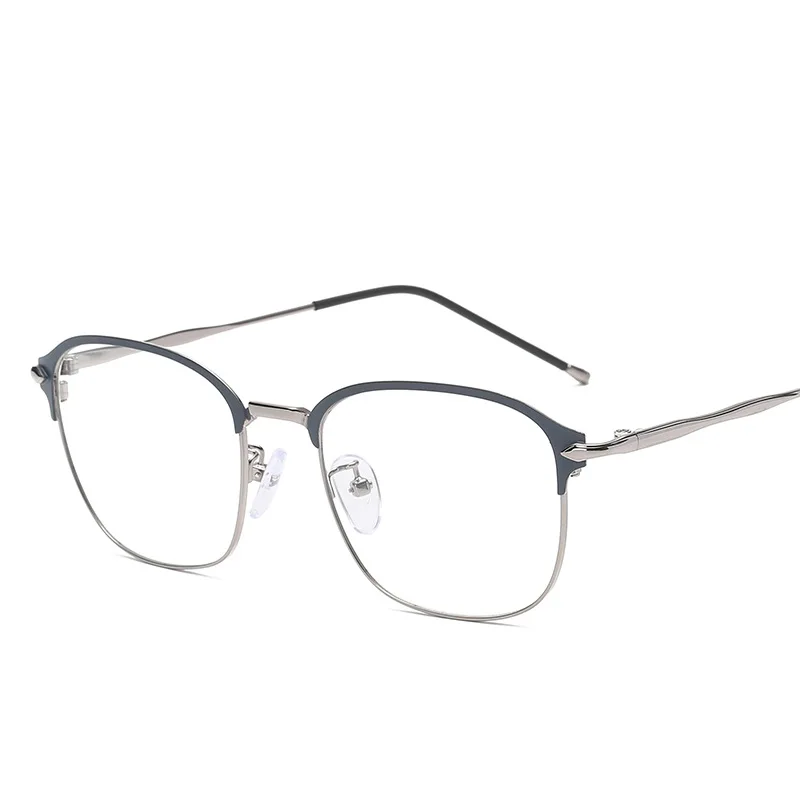 Популярные классические ретро-рамки очки с бесцветными линзами оправой для мужские и женские солнцезащитные очки Винтаж наполовину металлическая оправа для очков очки, Прямая поставка