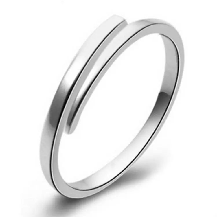 S925 Простые открытые корейские модные кольца для девушек и подруг|simple silver ring|silver