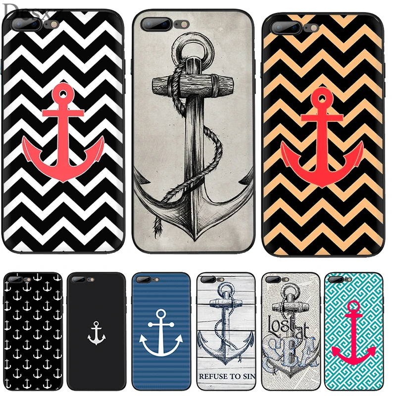 

Mobile Phone Case For iPhone XR X XS Max 6 6S 7 8 Plus 5 5S SE Silicone Cover Beautiful Birds And Boat Anchor Blue Bag Shell