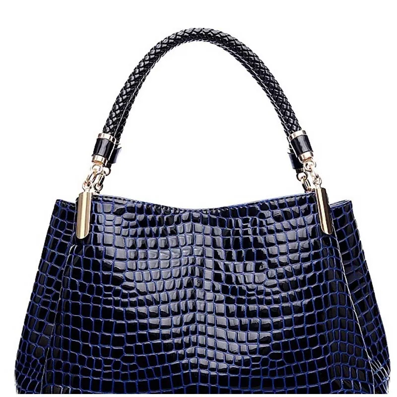 Crocodile Pattern Black Leather Bags Women Handbag feminina dollar shop online handbags