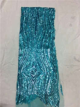 

african tulle sequin lace nigerian 450*135CM green sequin fabric high quality african tulle lace fabric with sequins