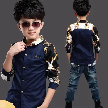 

Baby Kids Print Blouses Fall Boys Long Sleeve Shirts 2020 New Arrival Fashion Hot Sale Tops Blouse Back to School Outfit Costume