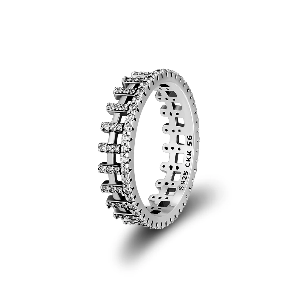 

100% Genuine 925 Sterling Silver Sparkling Silver Ring with Clear CZ for Women DIY Jewelry Engagement Wedding Rings Wholesale