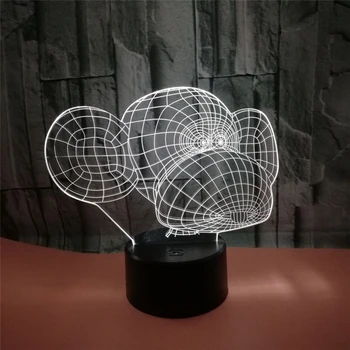 

2018 Monkey Head 3D Illusion Night Light USB 7 Color Flashing Atmosphere LED Sleeping Lamp Touch Switch or Remote Controller