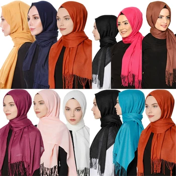 

2019 fashion summer women scarf thin shawls and wraps lady solid female hijab stoles long cashmere pashmina foulard head scarves