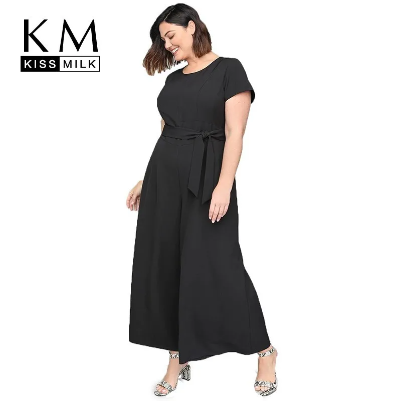 

Kissmilk 2019 New Fashion European American Style New Arrivals Plus Size Simple Commuter Witty Hot Sale Ladies Fit Jumpsuits