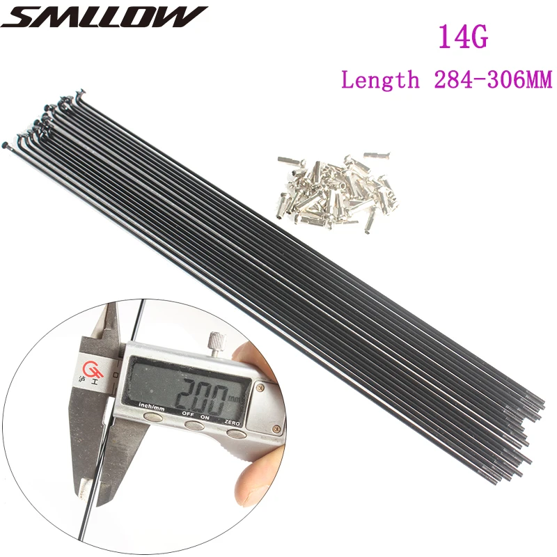 

SMLLOW 16 Pcs Mountain / Road Bike Steel 14G/14K Spokes Black Colour High Strength Bicycle Spokes 170mm-350mm BZN001