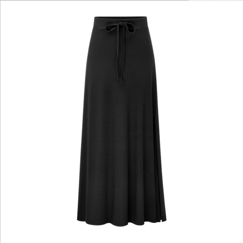 Bigsweety, Высококачественная Женская плиссированная длинная юбка, модная, с разрезом, с поясом, макси юбка, Осень-зима, высокая талия, винтажные, трапециевидные юбки - Цвет: black