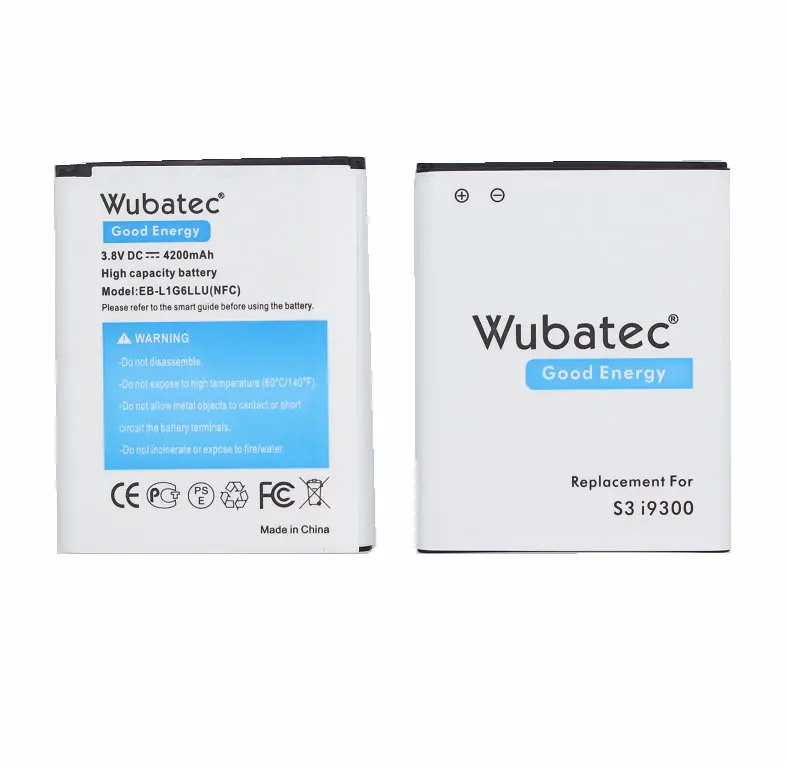 Wubatec 1x4200 мА/ч, S3 I9300 NFC Расширенный Батарея для samsung Galaxy S3 S 3 i9300 I9308 I9305 T999 L710 i747 i535 L300 S960L M440