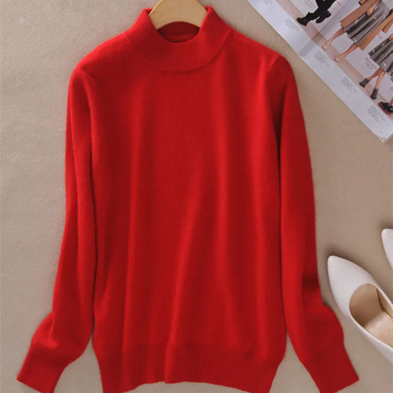 Lafarvie Hot Sale Quality Casual Autumn&Winter Cashemre Sweater Semi-high Collar Full Sleeve Women Knit Pullover 16colors S-XXXL Lafarvie Hot Sale Quality Casual Autumn&Winter Cashemre Sweater Semi-high Collar Full Sleeve Women Knit Pullover 16colors S-XXXL
