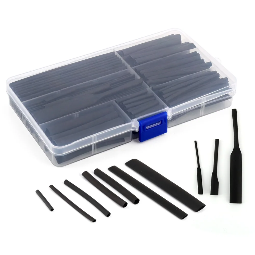 

Mix Size 150pcs/Box 2:1 Polyolefin Heat Shrink Tubing Tube Sleeving Wire Electrical Insulation Cable Kit 2-13mm Black Assortment