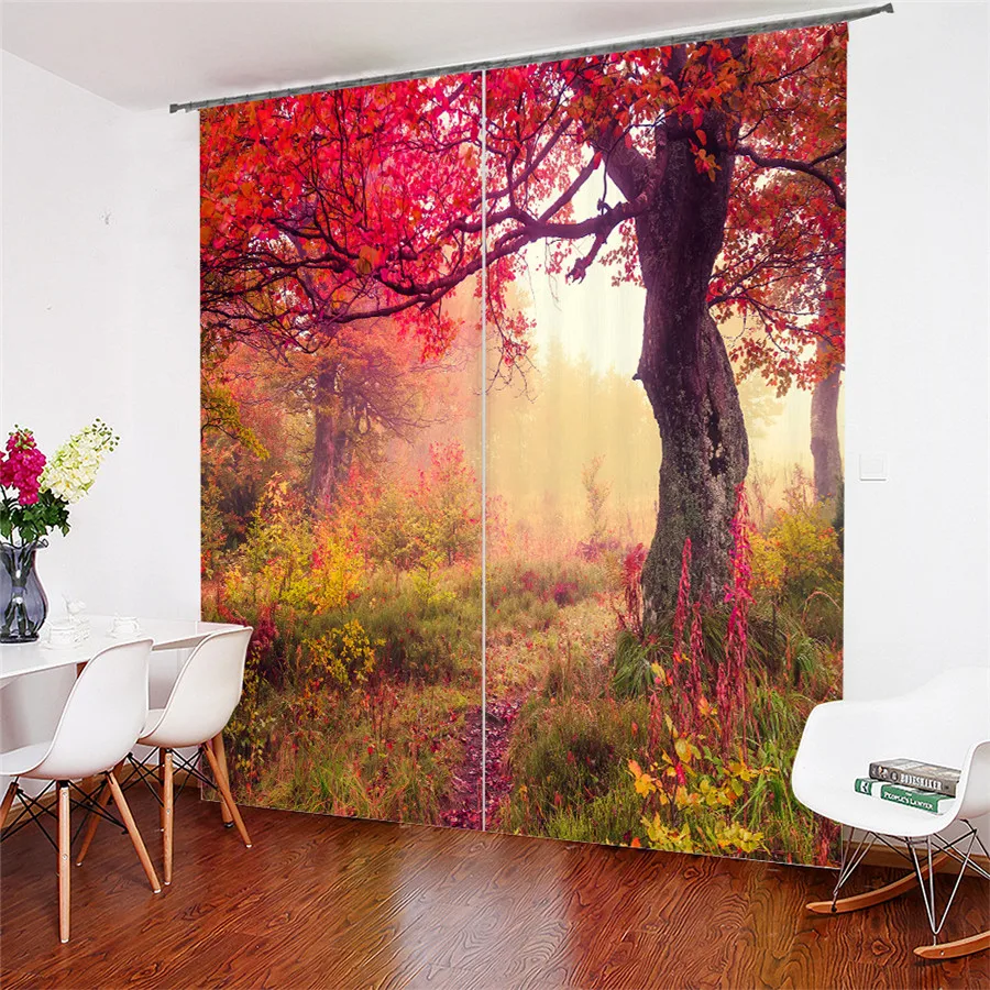 

3D Window Curtains Forest Print for Living Room Bedding Room Home Decor Tapestry Wall Carpet Drapes Cotinas