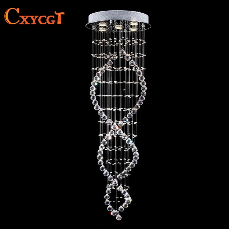 

Double helix LED K9 Crystal Chandeliers Lamp Stairs lights chandelier lighting for Living Room AC110-240V Free shipping