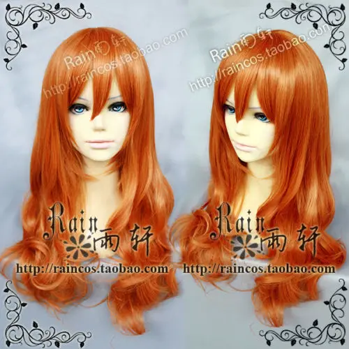 NEW COS Free Shipping >>>new dark orange long curly cosplay full wig