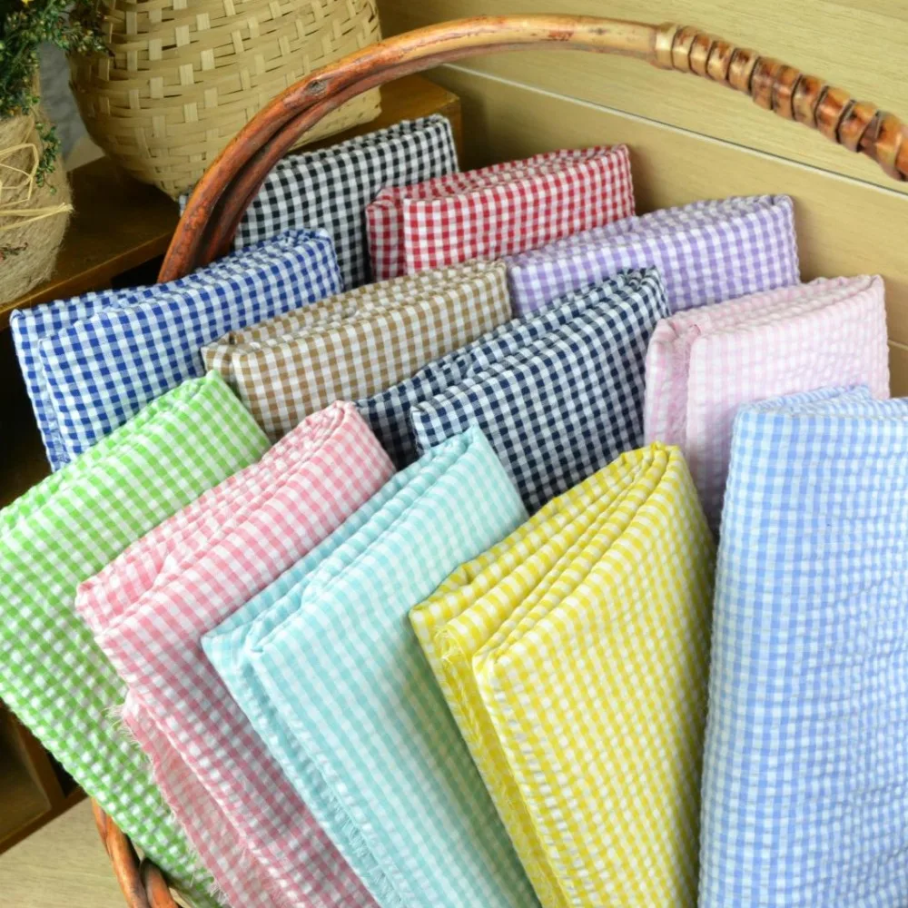 Customized 145cm width Baby Bubble Scotland lattice font b Tartan b font Cotton Chiffon satin Cloth