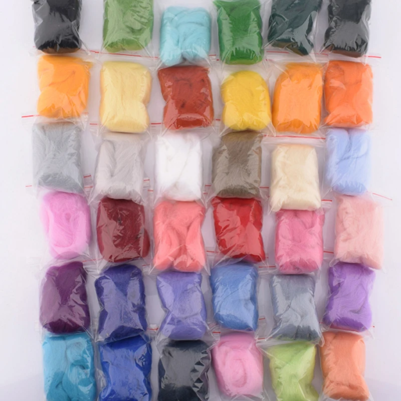 

MoTiRo,36Pcs/Lot,Solid Color Poked Wool Felt,Send tool set,Non-Finished Wool Felt For Sewing/Beginner/Felting/Handmade/DIY/5g