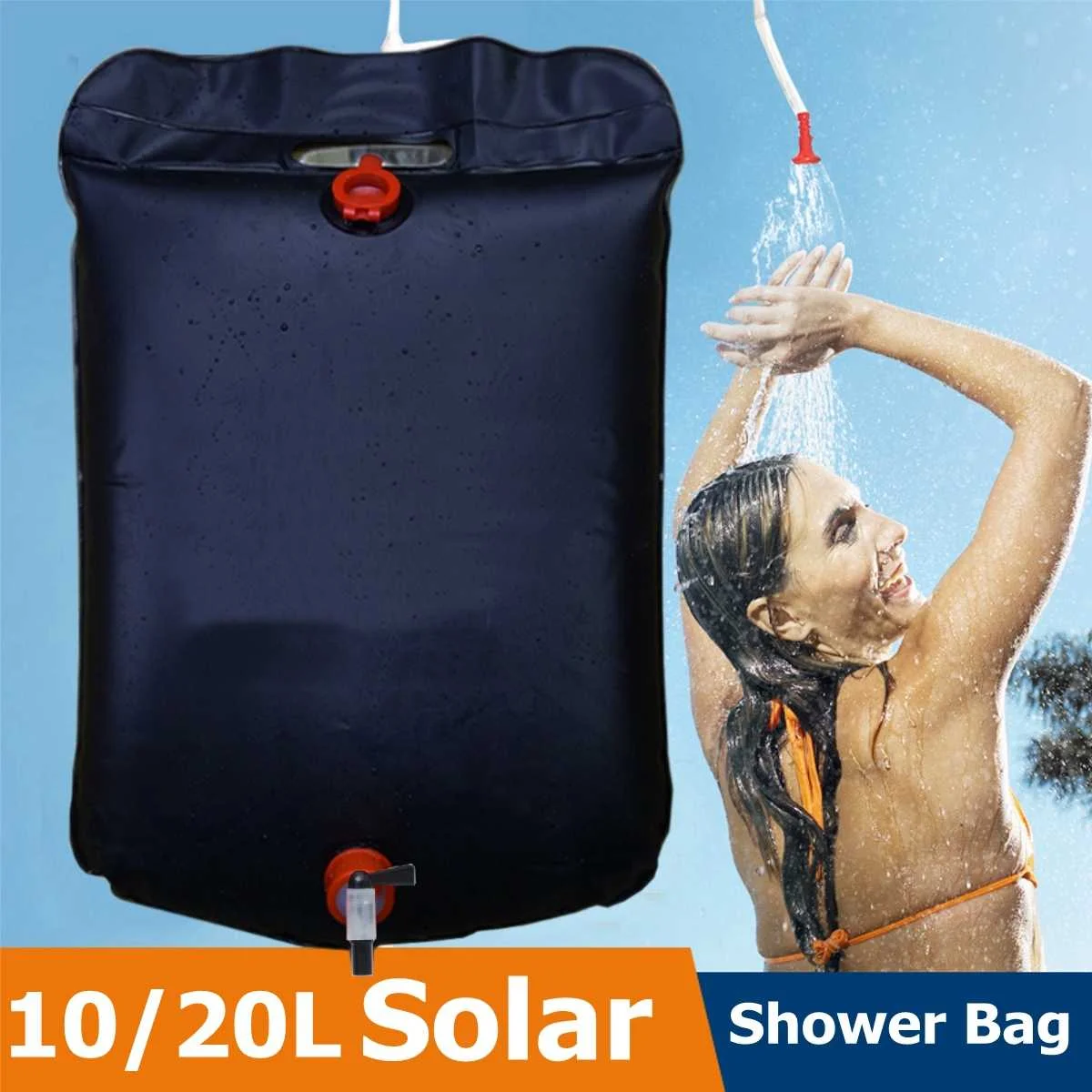 

10L 20L Portable Outdoor Camping Shower Bag Solar Heated Shower Bathing Picnic Water Bag Water Storage for Travel Hiking BBQ