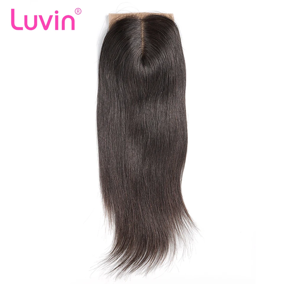 

Luvin Peruvian Silk Base Closure Straight 4"x3.5" 100% Remy Human Hair Middle Part Bleached Knot With Baby Hair Free Part