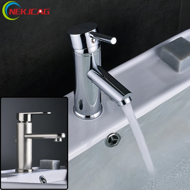 

New Style Bathroom Basin Faucet Brushed Nickel Chrome Deck Mounted Sink Faucet Single Handle Mixer Taps