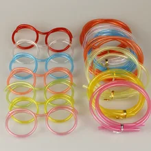 Divertido suave paja gafas pajita flexible, única Niños Accesorios de fiesta loco bricolaje pajitas para suministros de fiesta de cumpleaños