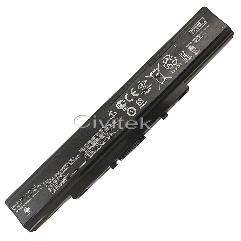 10,8 V 4400 mah 6 ячеистая для ноутбука Батарея для Asus A32-U31 A42-U31 U31 U31F U31S U41 X35 P31 P41