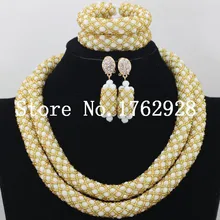 Ручной работы кристалл кружевные украшения набор, Африка Нигерия свадебное ожерелье наборы, для невесты