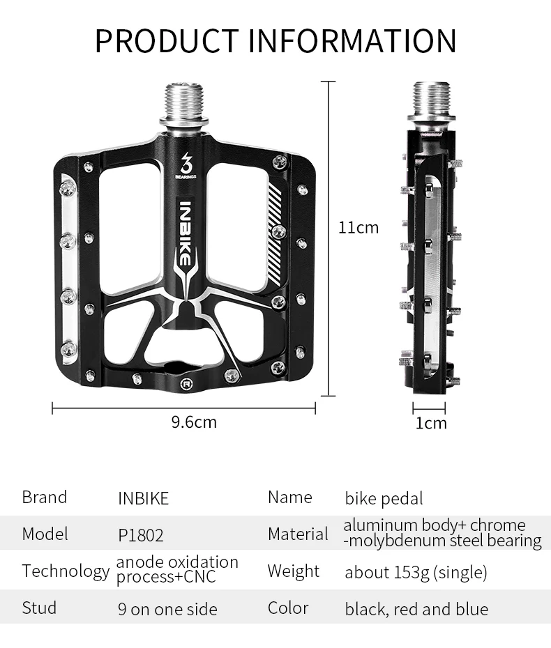 INBIKE педали для горного велосипеда сверхлегкие герметичные подшипники MTB алюминиевые педали из сплава для велосипеда плоские педали BMX велосипедные аксессуары